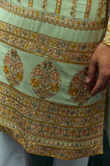 Pista Georgette Kurta With Embroidery Work