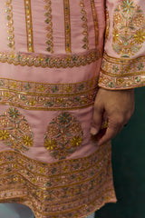 Peach Georgette Kurta With Embroidery Work