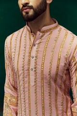 Peach Georgette Kurta With Embroidery Work