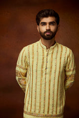 Lemon Yellow Georgette Kurta With Embroidery Work