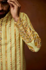 Lemon Yellow Georgette Kurta With Embroidery Work