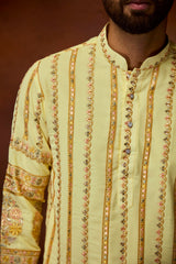 Lemon Yellow Georgette Kurta With Embroidery Work