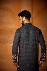 Gray Georgette Kurta With Embroidery Work